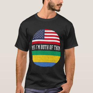 T-shirt Mi-Américain moitié Gabonais USA Drapeau Gabon Hér