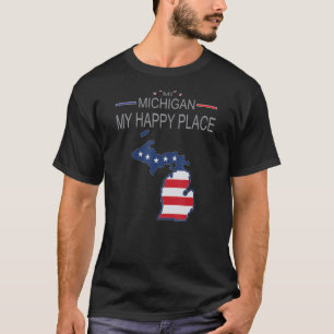 T-shirt MI Michigan My Happy Place États-Unis Carte du dra