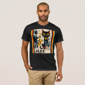 T-shirt Mi siècle Jazz Age HepCat Chat Noir (Devant entier)