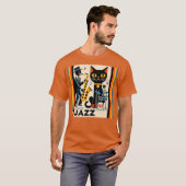 T-shirt Mi siècle Jazz Age HepCat Chat Noir (Devant entier)