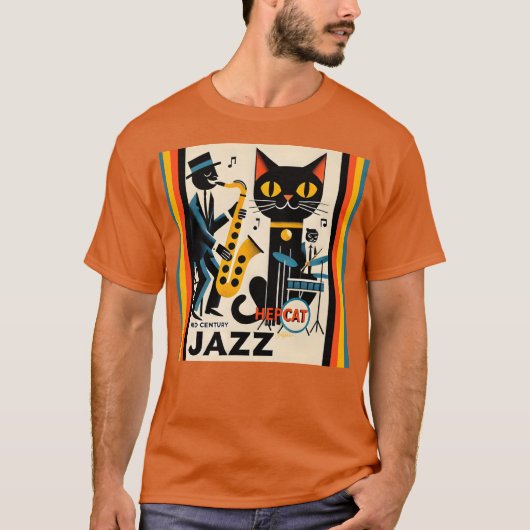 T-shirt Mi siècle Jazz Age HepCat Chat Noir (Devant)