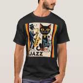 T-shirt Mi siècle Jazz Age HepCat Chat Noir (Devant)
