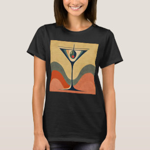 T-shirt Mi-siècle Moderne "vague de martini à l'olive pime