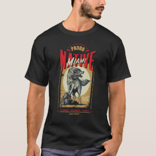 T-shirt Miami Amérindien Né Wolf Spirit Retr