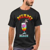 T-shirt Miami Beach Flamant rose Funny Floride Tee Party (Devant)