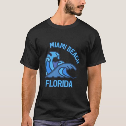 T-shirt Miami Beach Florida Pocket Wave (Devant)