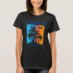 T-shirt Miami Beach Floride Amusants Palmiers colorés Desi