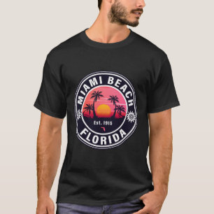 T-shirt Miami Beach Floride Retro Sunset Souvenirs 60s