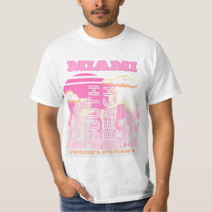 T-shirt Miami Beach, Miami Travel Art, Preppy, rose