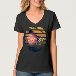 T-shirt Miami Beach Rétro Floride Palmiers été Souven