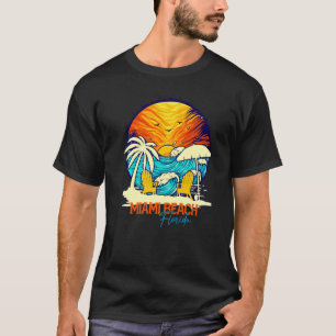 T-shirt Miami Beach Sunset Floride Vacances Couples Famill