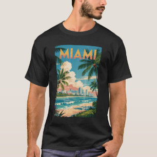 T-shirt Miami Floride Illustration Art de Voyage Vintage