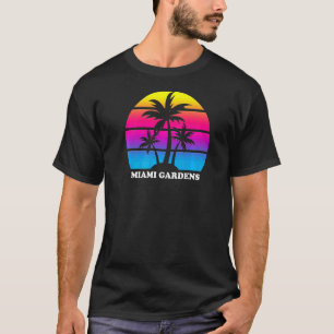 T-shirt Miami Gardens Floride Rétro Palm Tree Sunset Vacat