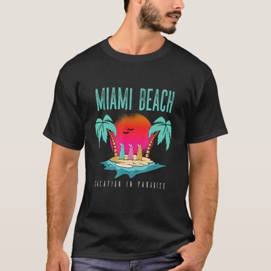 T-shirt Miami Holiday Floride Palm Trees Mer (Devant)