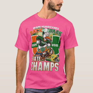 T-shirt Miami Hurricanes Black Back 2 Back State Champs gi