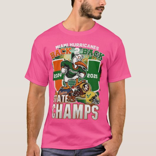 T-shirt Miami Hurricanes Black Back 2 Back State Champs gi (Devant)
