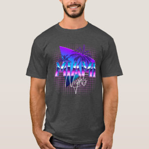 T-shirt Miami Nights Retrowave Outrun Voyage Vacances Holi