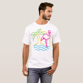 T-shirt Miami Retro Neon Flamant rose rose des années 80 V (Devant entier)