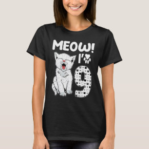 T-shirt Miaou j'ai 9 ans fille 9ème anniversaire chat mign
