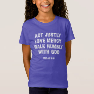 T-Shirt Micah 6:8 Agir Justement Blanc Bordé Texte