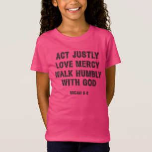 T-Shirt Micah 6:8 Agir Justement Noir Texte Bordé