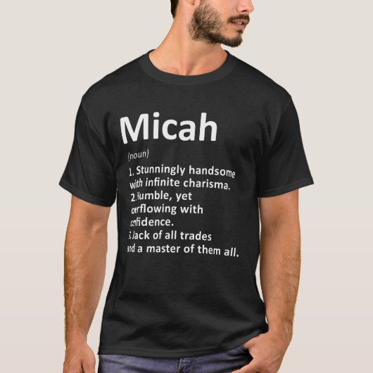 T-shirt Micah Définition Nom personnalisé Amusant Annivers (Devant)