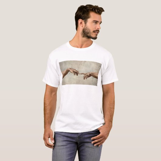 T-shirt Michaelangelo mains création adam dieu (Devant entier)