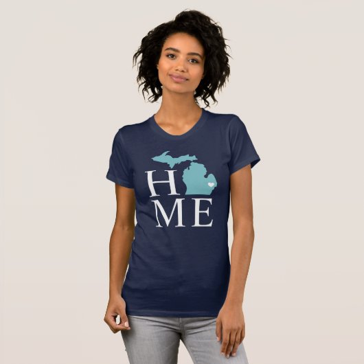 T-shirt Michigan Accueil Aqua Navy Custom Heart City Marke (Devant entier)