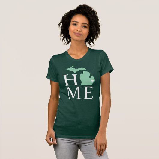 T-shirt Michigan Accueil Mint Green Custom City Heart (Devant entier)