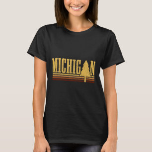 T-shirt Michigan Arbre Vintage Fierté de l'État Camping Ra