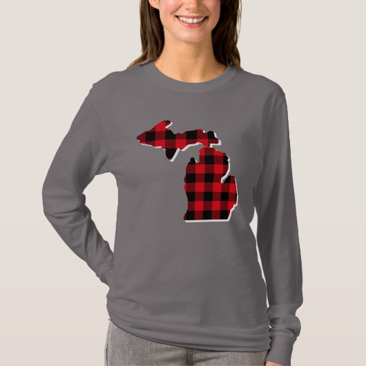 T-shirt Michigan Christmas Plaid State plan plan (Devant)