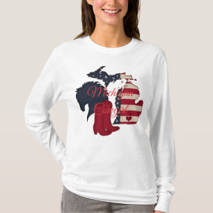 T-shirt Michigan Cowgirl   Bottes de chevaux patriotiques 