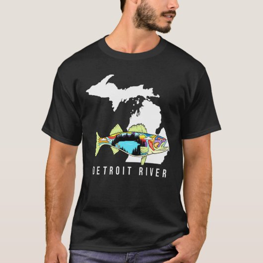 T-shirt Michigan Detroit River Walleye Fishing Eau douce (Devant)