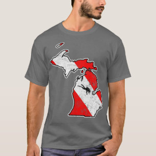 T-shirt Michigan Dive Drapeau Plongée Plongée State Map Di