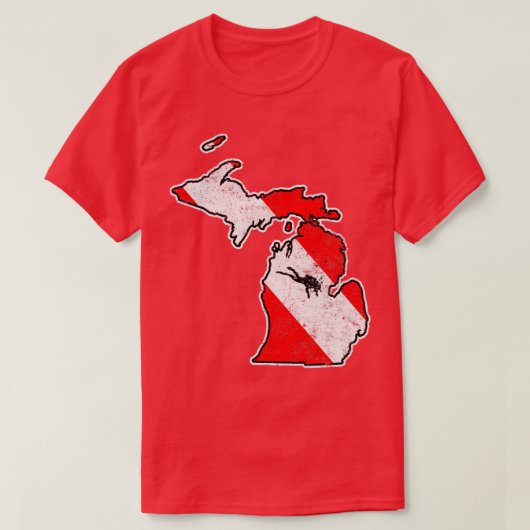 T-shirt Michigan Dive Drapeau Plongée Plongée State Map Di (Design devant)