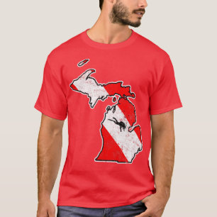 T-shirt Michigan Dive Drapeau Plongée Plongée State Map Di