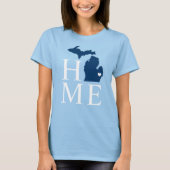 T-shirt Michigan Home Marine Blue Custom Heart City Marker (Devant)