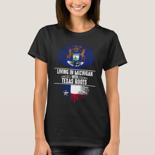 T-shirt Michigan Home Texas Roots State Tree Flag Love (Devant)