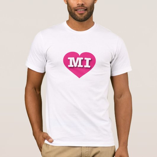 T-shirt MIchigan Hot Pink Heart - J'aime MI (Devant)