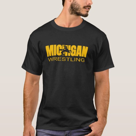 T-shirt Michigan Lutte Freestyle Wrestler MI The Wolve (Devant)