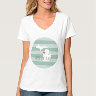 T-shirt Michigan Map Accueil Amour de l'état avec coeur pe