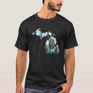 T-shirt Michigan Map Morel Chasse aux champignons Shroomin