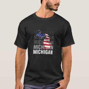 T-shirt Michigan Map USA Drapeau