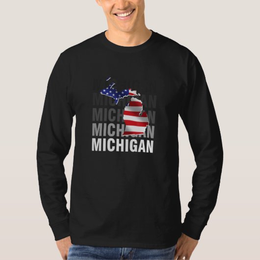 T-shirt Michigan Map USA Drapeau (Devant)