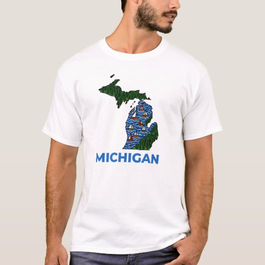 T-shirt Michigan Outline Tattoo Style  (Devant)