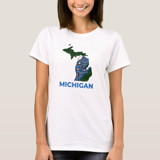 T-shirt Michigan Outline Tattoo Style  (Devant)