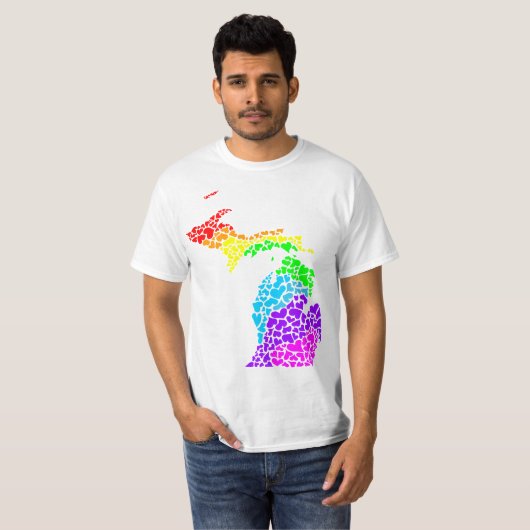 T-shirt michigan pride : arc-en-ciel (Devant entier)