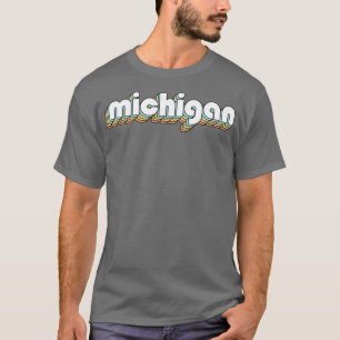 T-shirt Michigan Retro Rainbow Typographie style défraîchi
