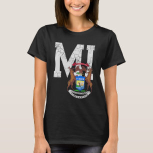 T-shirt Michigan State Flag MI Home Family Disques Vintage