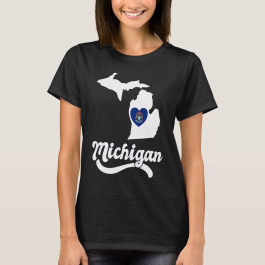 T-shirt Michigan State Love State drapeau dans le coeur (Devant)